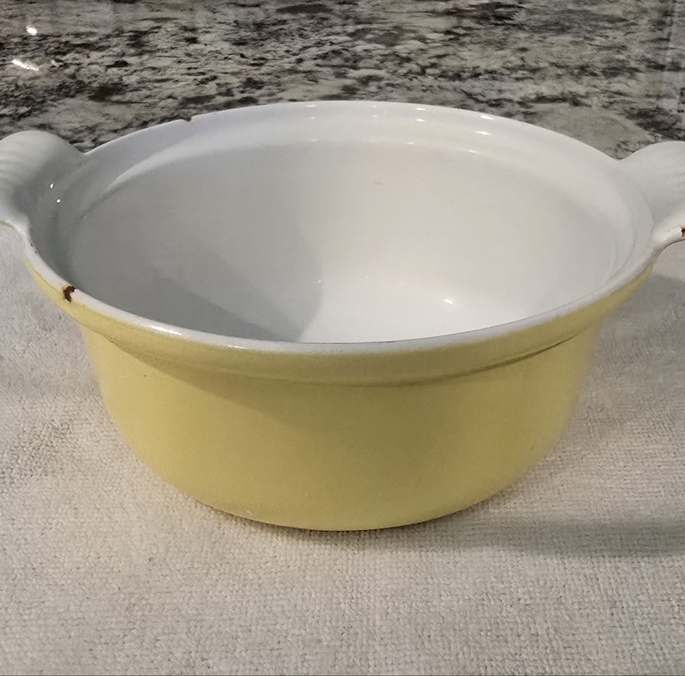 Descoware Casserole Dish Pan Enameled Cast Iron Yellow No Lid Belgium